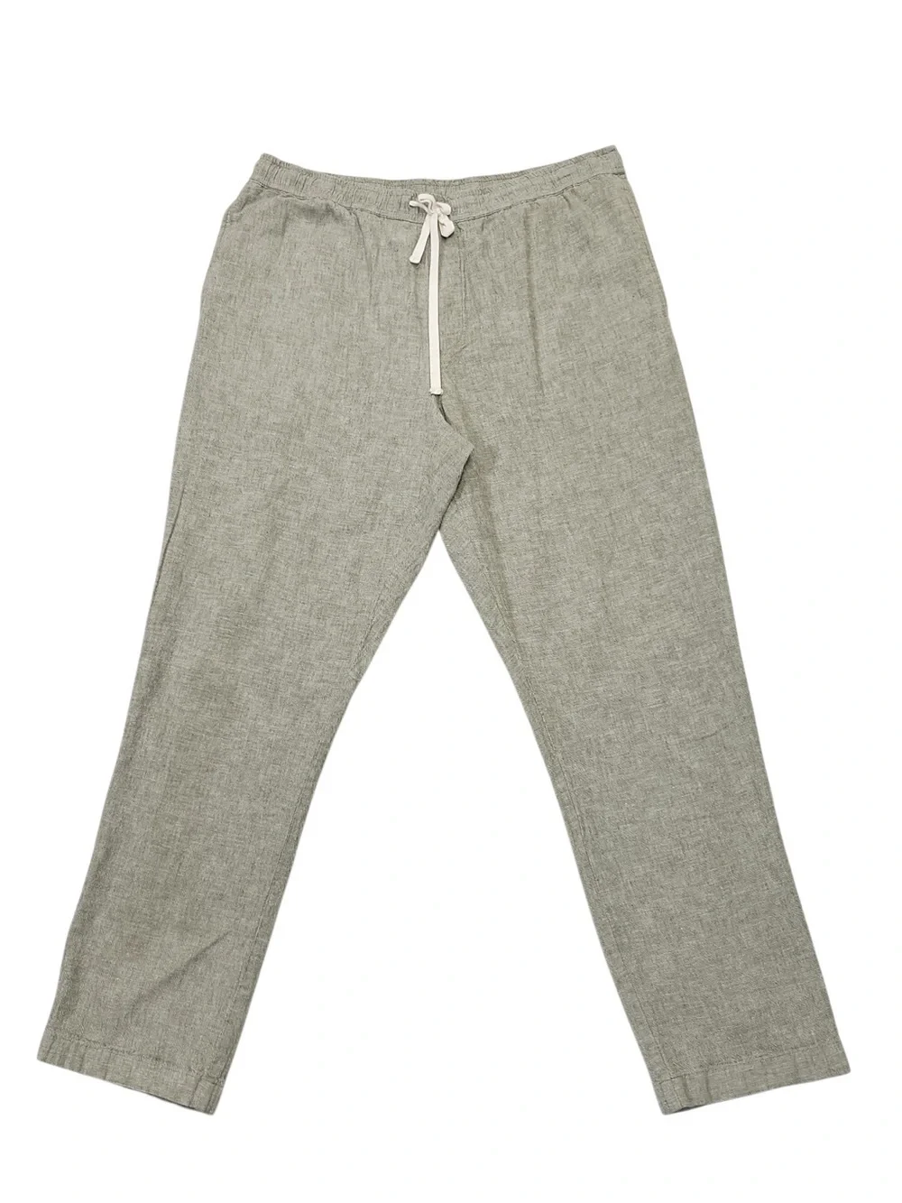 J.Crew Mens Casual Dock Pants Light Green ] Drawstring Linen-Blend Pants(Sz L)